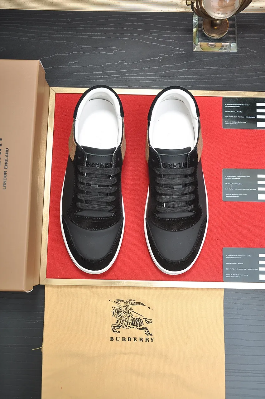 Men's shoes💰480💶[Burberry] (cowhide lining) classic low-top sneakers｜Imported cowhide with classic plaid fabric｜Cow leather lining｜Original outsole｜Fine workmanship and comfortable to wear Size: 38-44 (customized at 45)